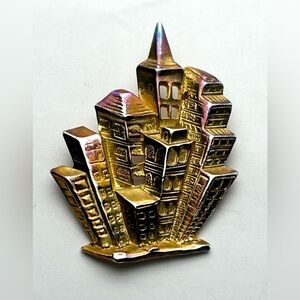 City Landscape Brooch- gold tone